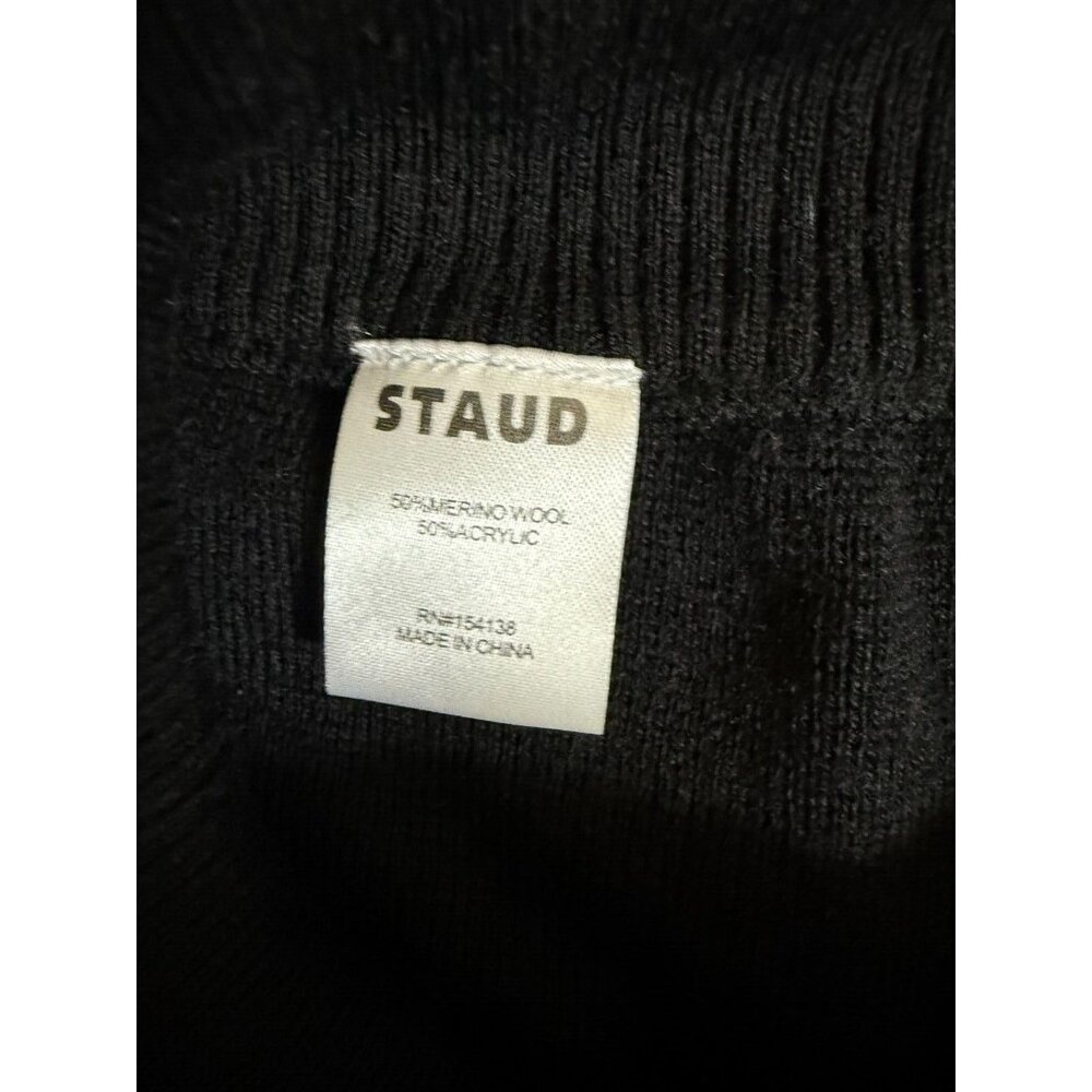 Staud Womens Black Merino Wool Blend Knit Wide Leg Pants - Picture 7 of 11